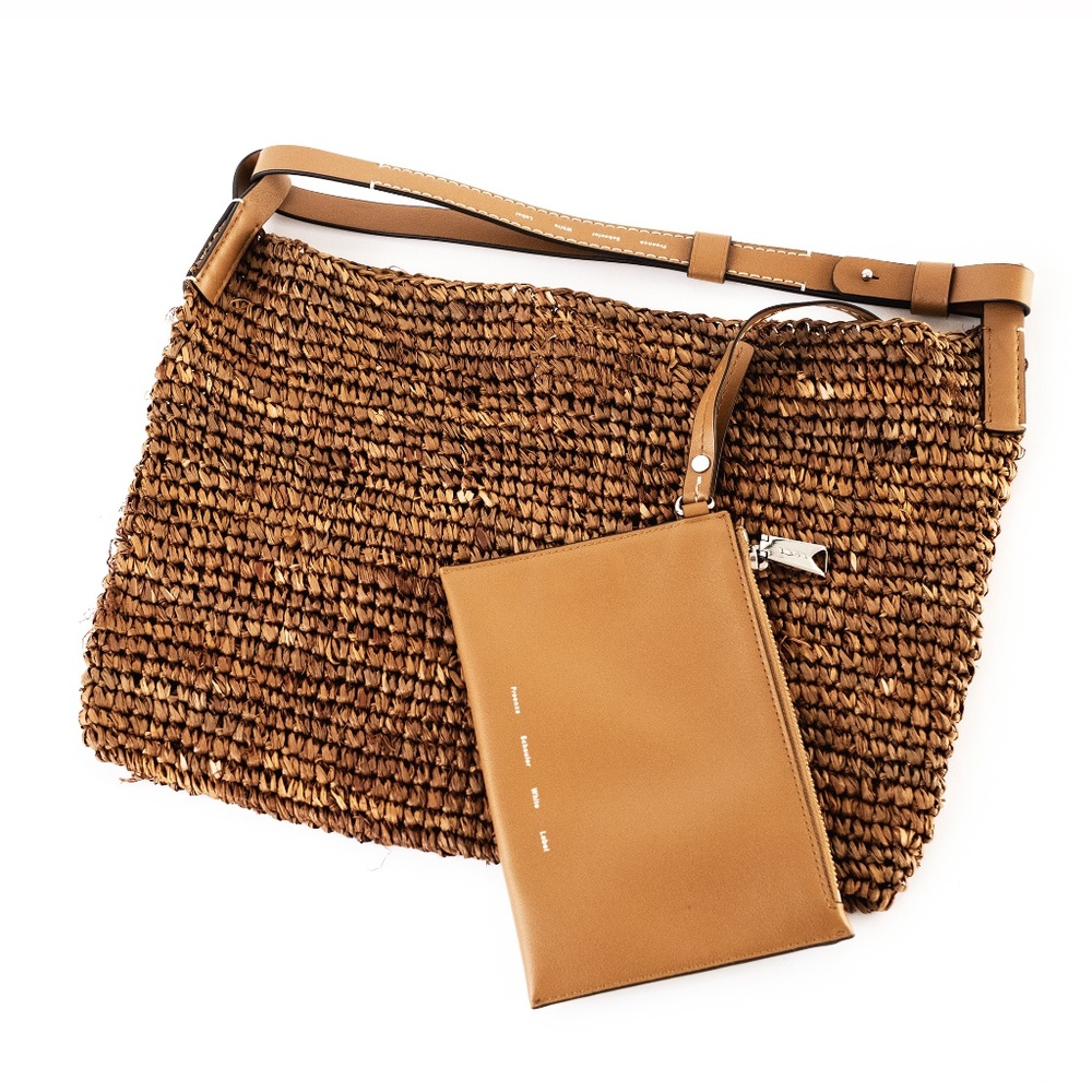 Proenza Schouler White Label Minetta Brown Raffia Shoulder Bag with Pouch - Picture 4 of 15